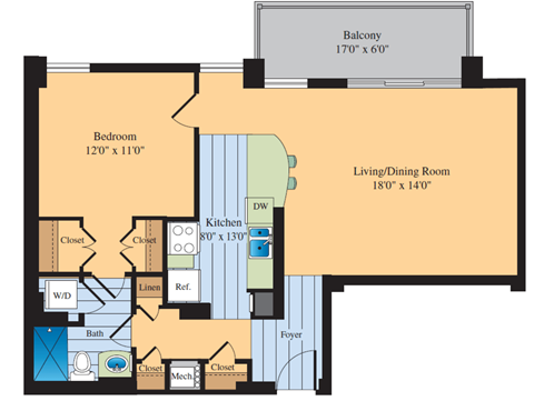 a floor plan of a bedroom apartment at The Ashby at McLean, McLean